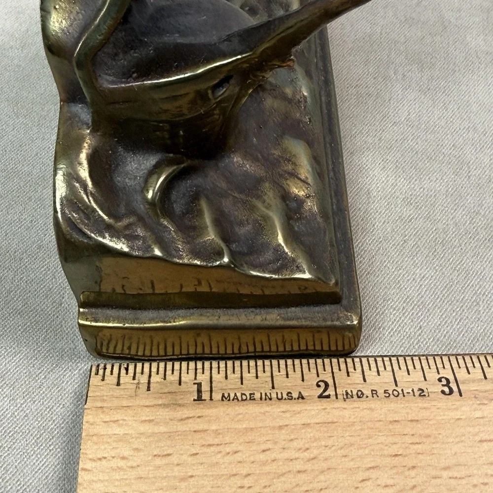 Vintage Bronze Clad Sailboat Bookends Ship Traditional Nautical Decor Gold Tone